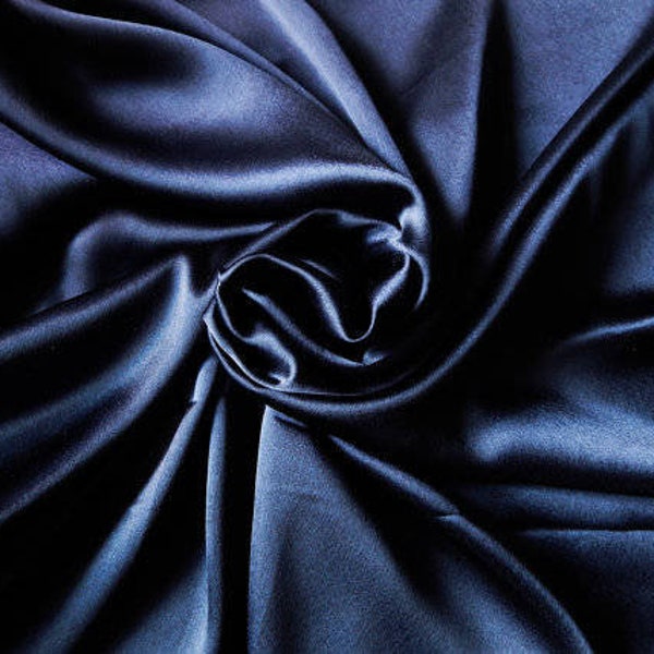 NAVY BLUE Charmeuse Satin Fabric 60" wide By Yard for wedding dresses, decorations, drapes, crafts curtains, drapes, table sashes