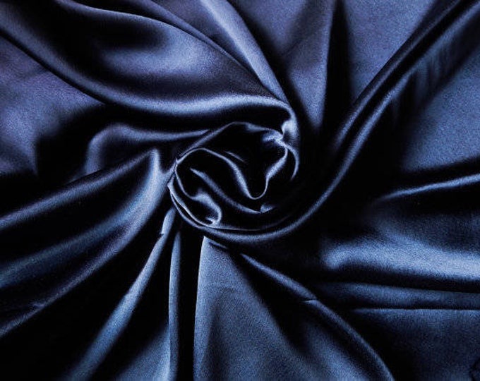 NAVY BLUE Charmeuse Satin Fabric 60" wide By Yard for wedding dresses, decorations, drapes, crafts curtains, drapes, table sashes