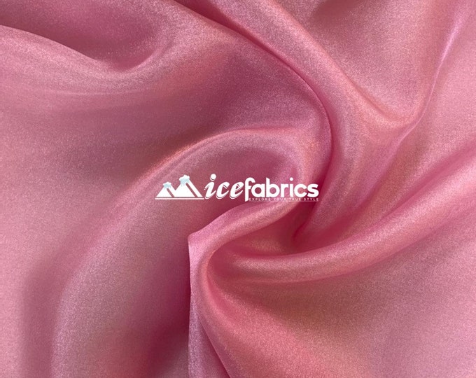 Dusty Rose _ Crystal Sheer Organza Fabric By The Yard and By The Roll- for Decorations, Fashion Dress