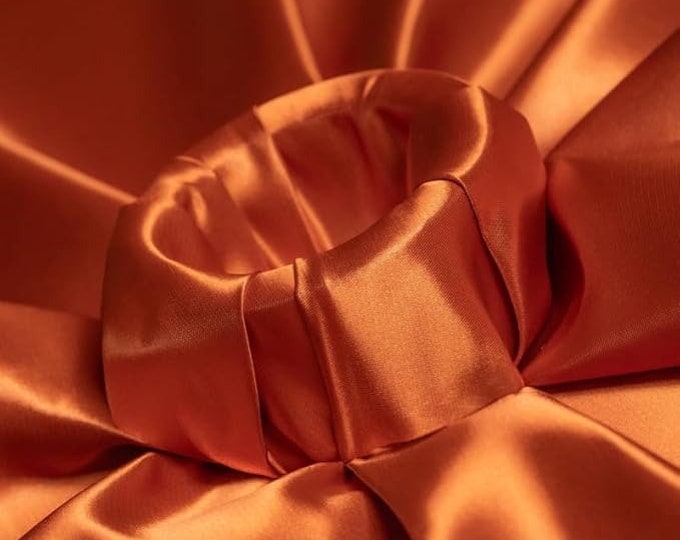 Bridal Satin Rust Shiny Satin Fabric By The Yard Thick Satin Fabric (60” Wide) Apparel, wedding decor, tablecloth.