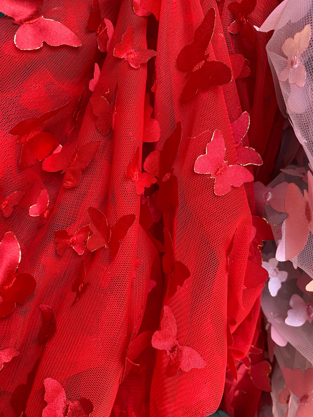 Mini Butterfly Design/ Mesh Lace Fabric by Yard_ Tulle Embroidery Mesh