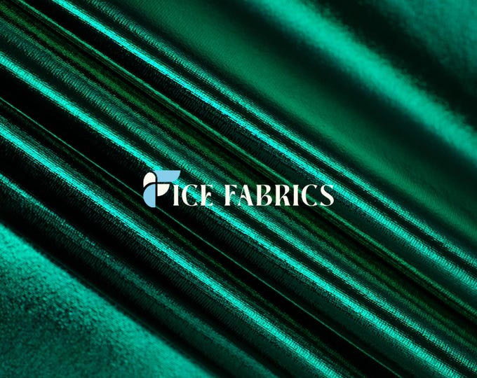 Jade Metallic Foil knit 4 Way stretch Spandex Fabric By The Yard Shiny Stretch Fabric for Dress, night gowns