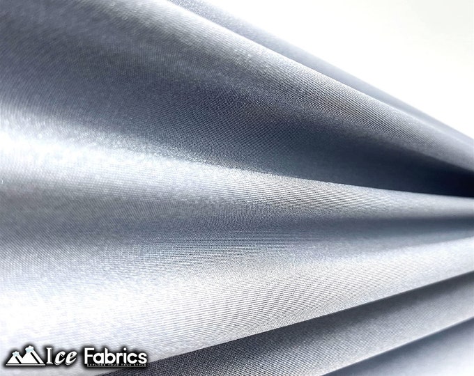 Silver Shiny Nylon Spandex Fabric By The Yard | 4 Way Stretch Fabric | Swimsuit Fabric | Dress, Tablecloth