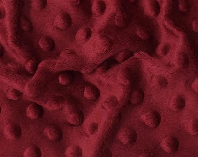 Burgundy Polka Dot Minky Fabric By The Yard | Wholesale Price Ultra Soft Fleece Fabric | 60” Wide | CloudPop