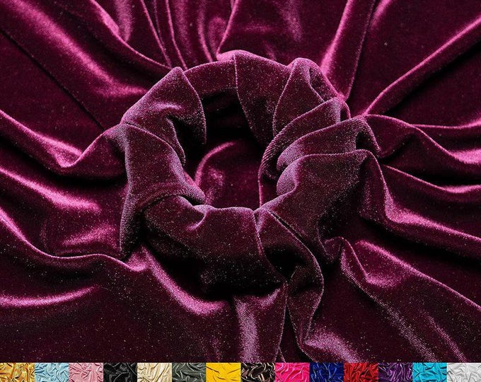 Smooth Plum 4 Way Stretch Velvet Fabric By The Yard | Polyester Spandex Fabric | for Dress, tablecloth, Drapery | VelvetFlex
