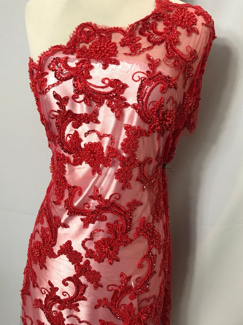 jackets applications Black Design Beaded Mesh Lace Fabric Bridal Wedding Sold By Yard clothing runners dresses,skirts table covers