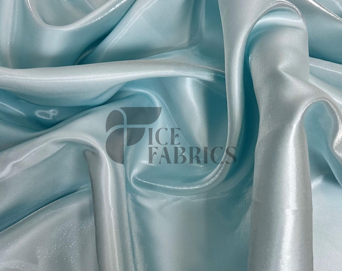 Aqua Reflective Liquid Thick Silky Satin Fabric - 58” Wide Crystal Shiny Two Tone Satin Fabric - Bridal Satin Fabric for Dress, Decoration