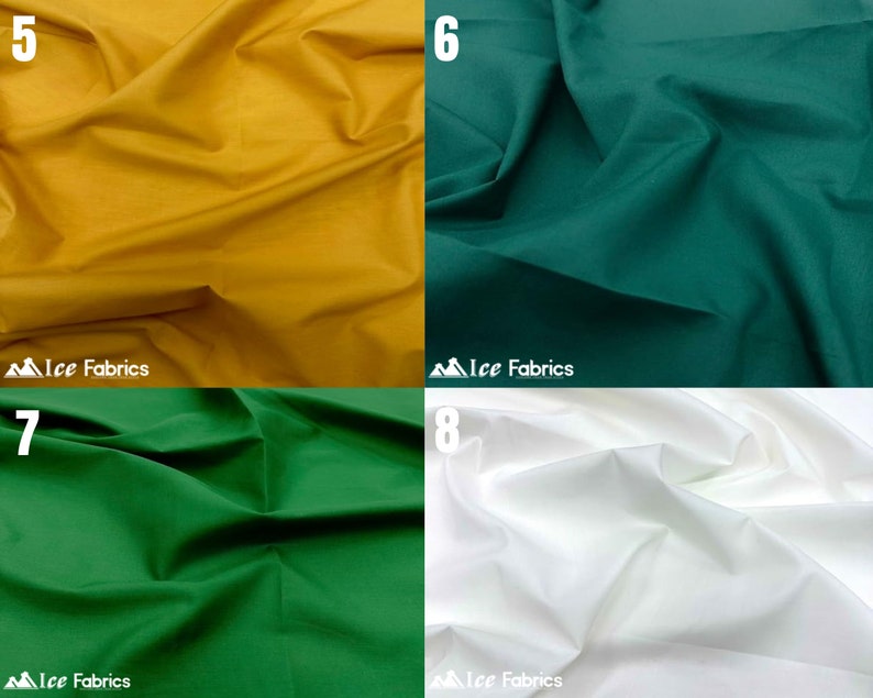 Cotton Polyester Broadcloth Fabric | Gold | Hunter Green | Kelly Green | Ivory
