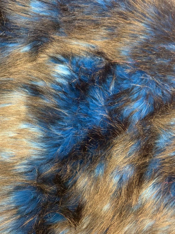 New Royal Blue Husky Faux Fur Fabric by the Yard_ Shaggy Long