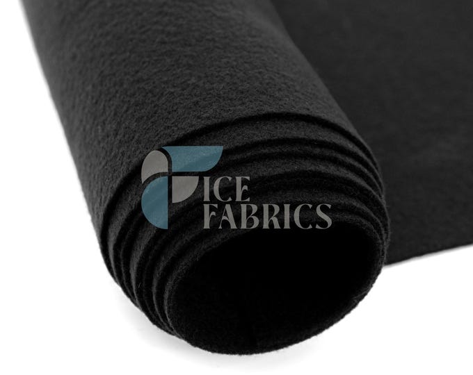 Black Acrylic Felt Fabric By The Yard | Crafts Fabric | 72” Inches Wide | Thick Acrylic Felt Fabric