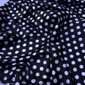 Black/white 1/2inch Polka Dot Silky/soft Charmeuse Satin Fabric.