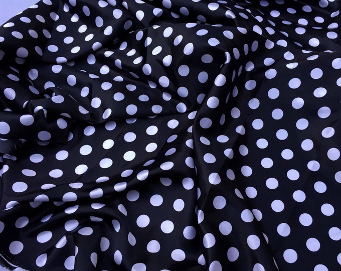 Black/white 1/2inch Polka Dot Silky/soft Charmeuse Satin Fabric.