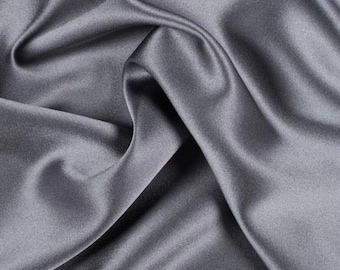 60 Wide Gray CHARMEUSE Stretch Satin Fabric | By The Yard | Stretch CHARMEUSE Satin For Dresses, Decorations, Craft Project, Garments