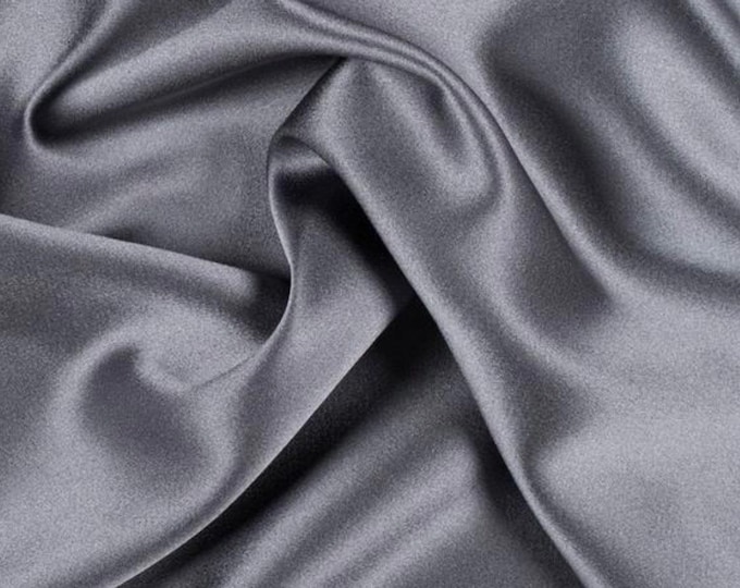 60 Wide Gray CHARMEUSE Stretch Satin Fabric | By The Yard | Stretch CHARMEUSE Satin For Dresses, Decorations, Craft Project, Garments