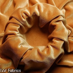 Gladde beige 4-way stretch fluwelen stof op maat gesneden | Polyester Spandex-stof | 60&quot; breed | voor jurk, tafelkleed, draperie