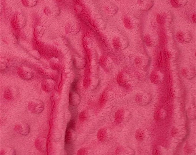 Hot Pink Polka Dot Minky Fabric By The Yard | Wholesale Price Ultra Soft Fleece Fabric | 60” Wide | CloudPop