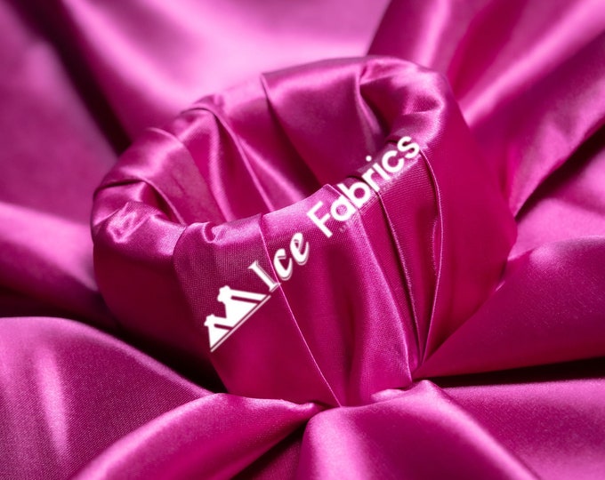 Fuchsia Shiny Thick Satin Fabric By The Yard Bridal Satin Fabric (60” Wide) for Tablecloths, decoration and more