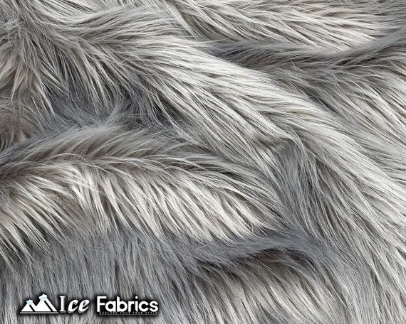 Yeti Mongolian Long Pile Animal Faux Fur Fabric By The Yard - Gray