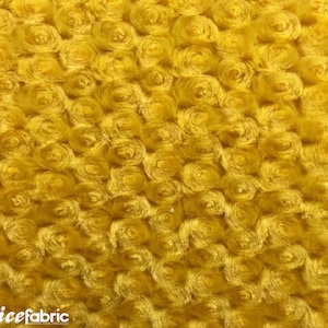 Canary Yellow Rose Rosette Minky Fabric By The Yard | 4 Way stretch Fabric | Ultra Super Soft Fabric | 58” Wide Swirl Plush Texture Fabric