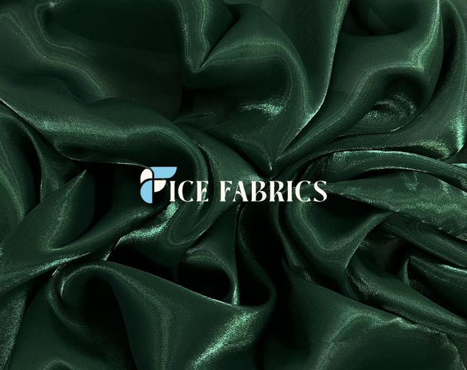 Hunter Green Iridescent Reflective Liquid Chiffon Fabric By The Yard (60” Wide) Crystal Chiffon Fabric Prom and Wedding dress
