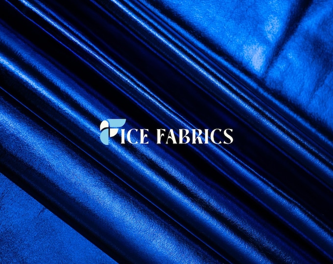 Royal Metallic Foil knit 4 Way stretch Spandex Fabric By The Yard Shiny Stretch Fabric for Dress, night gowns