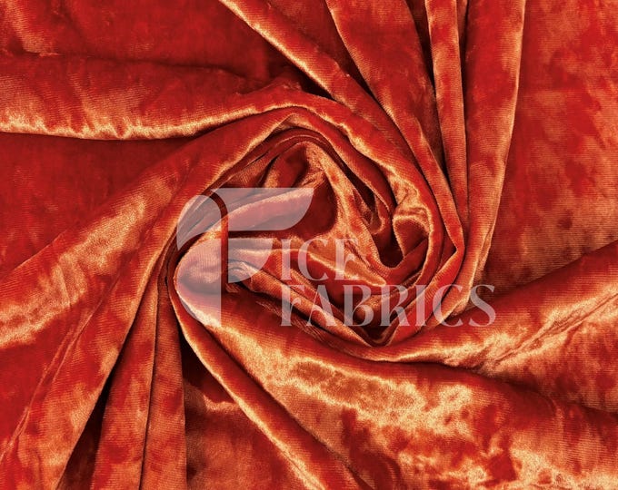 Orange Stretch Crushed Velvet Fabric by The Yard - 60/62" Wide 250 GSM Velvety Fabric for Apparel, Upholstery, Curtains - Ice Fabrics