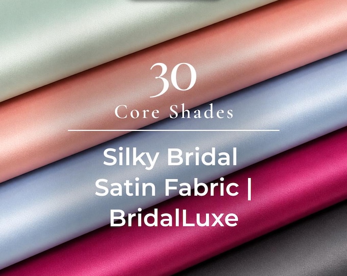 Bridal Silky Satin Fabric | By The Yard Shiny Thick Satin Fabric | (60” Wide ) Decor, tablecloth, drapery, dress | BridalLuxe