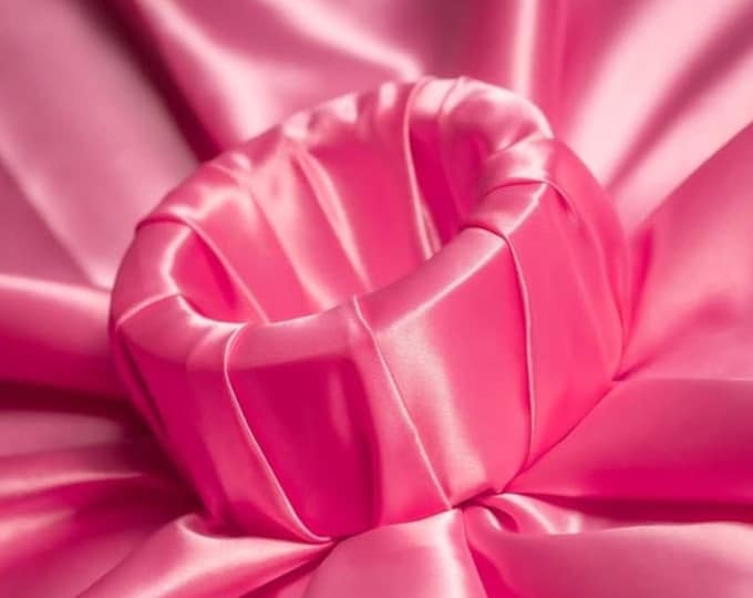 Bridal Satin Hot Pink Shiny Satin Fabric By The Yard Thick Satin Fabric (60” Wide) Apparel, wedding decor, tablecloth.
