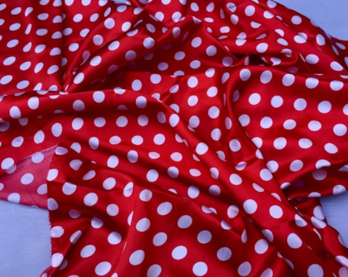 Red/white 1/2inch Polka Dot Silky/soft Charmeuse Satin Fabric wedding prom dresses tablecloths by the yard