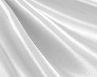 White_ Medium High Quality Satin Fabric Sold By The Yard/ 60'' Wide Inches Used For Dresses, Decorations, Fashion Show/Wholesale Price