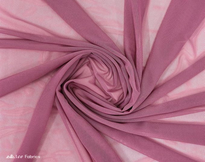 Dusty Rose Stretch Power Mesh Fabric | 4 Way Stretch Nylon Power mesh Fabric By The Yard | Net Fabric
