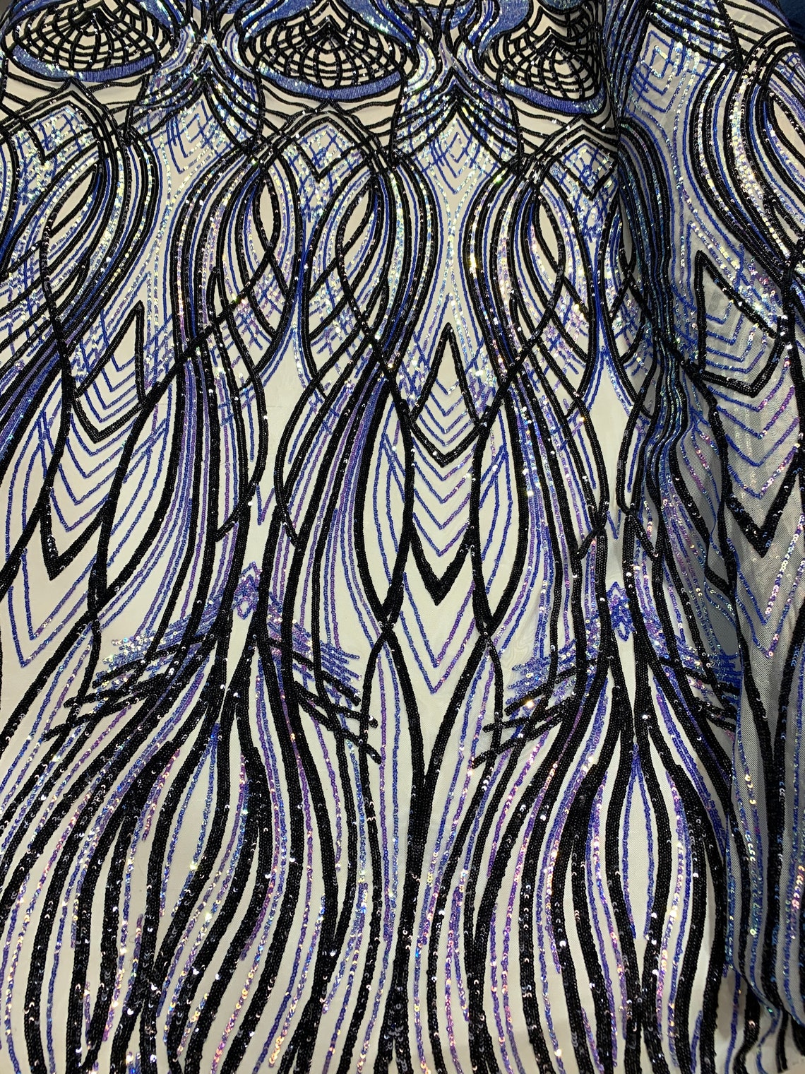 New Peacock_ STRETCH SEQUINS Fabric By The Yard_ Embroider 4 Etsy