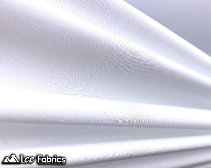 White Shiny Nylon Spandex Fabric By The Yard | 4 Way Stretch Fabric | Swimsuit Fabric | Dress, Tablecloth