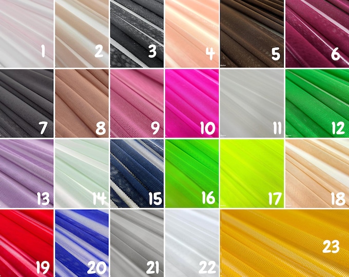 4 way stretch Power Mesh Fabric By The Yard | Nylon Spandex Fabric | (60” Wide) Sheer Net Fabric | Sewing Activewear