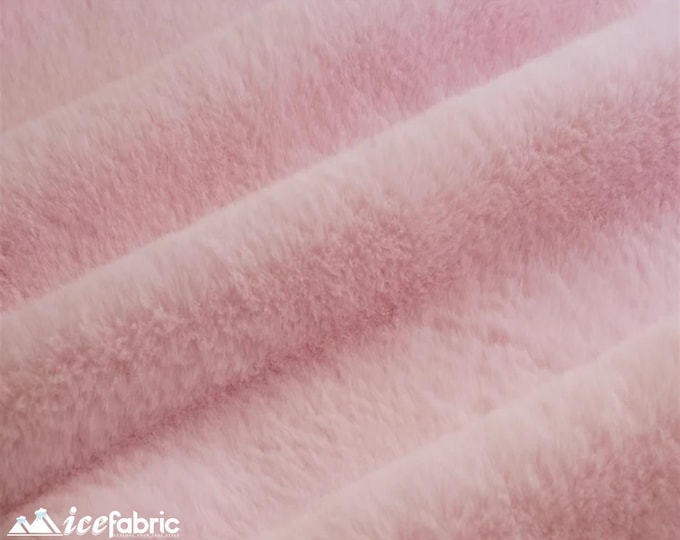 Pink Bunny Faux Fur Thick Minky Fabric By The Yard | Ultra Soft 0.5" Short Pile Rabbit Fur Fabric | 60" Wide Minky Rabbit Fur
