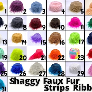 Shaggy Faux Fur Fabric Sold By Strips Ribbon Long Pile 60&quot; Wide Fur Material