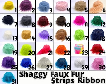 Shaggy Faux Fur Fabric Sold By Strips Ribbon Long Pile 60&quot; Wide Fur Material