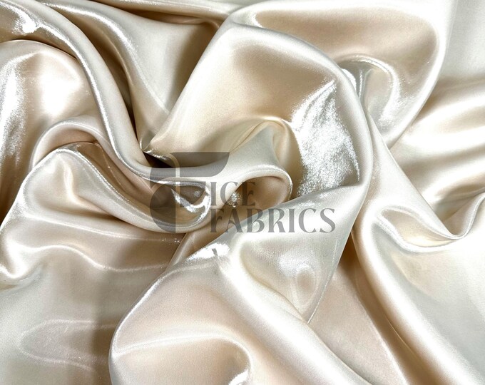 Nude Reflective Liquid Thick Silky Satin Fabric - 58” Wide Shiny Two-Tone Satin Fabric - Bridal Satin Fabric for Dress, Decoration
