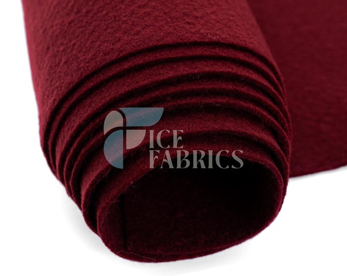 Burgundy Acrylic Felt Fabric By The Yard | Crafts Fabric | 72” Inches Wide | Thick Acrylic Felt Fabric