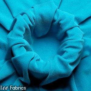 Gladde turquoise 4-way stretch fluwelen stof op maat gesneden | Polyester Spandex-stof | 60&quot; breed | voor jurk, tafelkleed, draperie