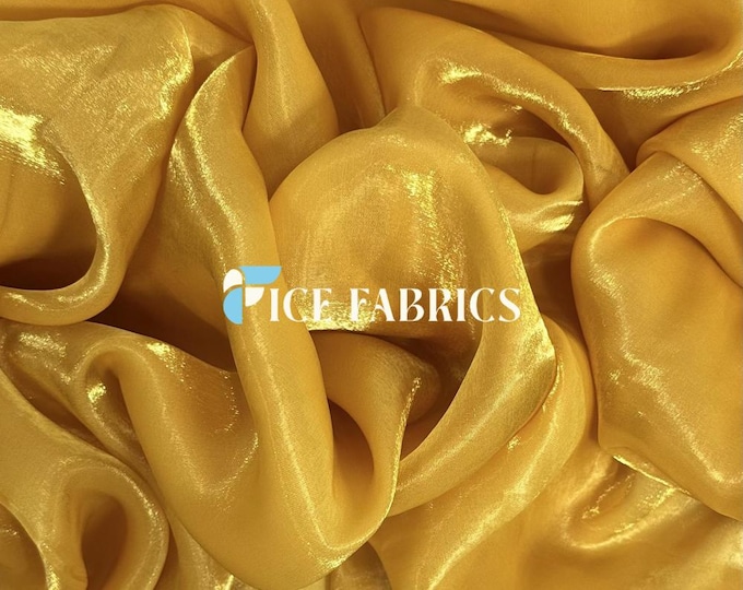 Sunflower Gold Iridescent Reflective Liquid Chiffon Fabric By The Yard (60” Wide) Crystal Chiffon Fabric Prom and Wedding dress