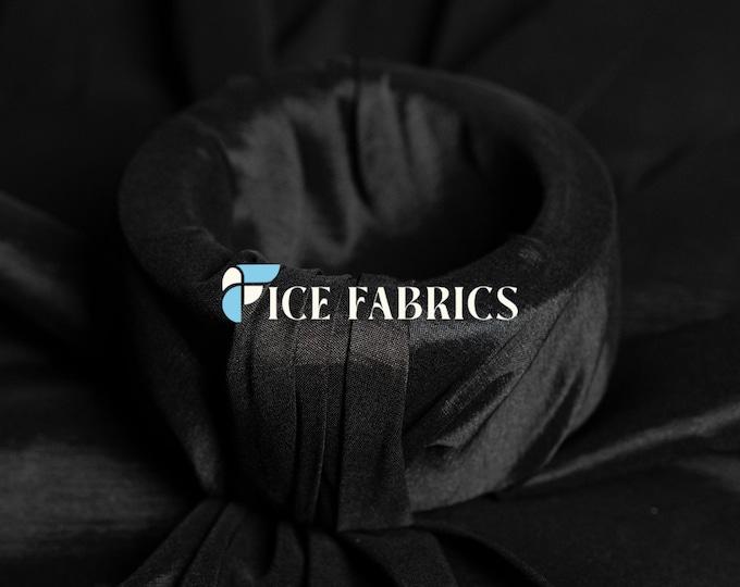 Black Stretch Taffeta Fabric By The Yard Nylon Spandex Taffeta Fabric for Dress, Clothing, costume, Bridal Wear (60” Wide)