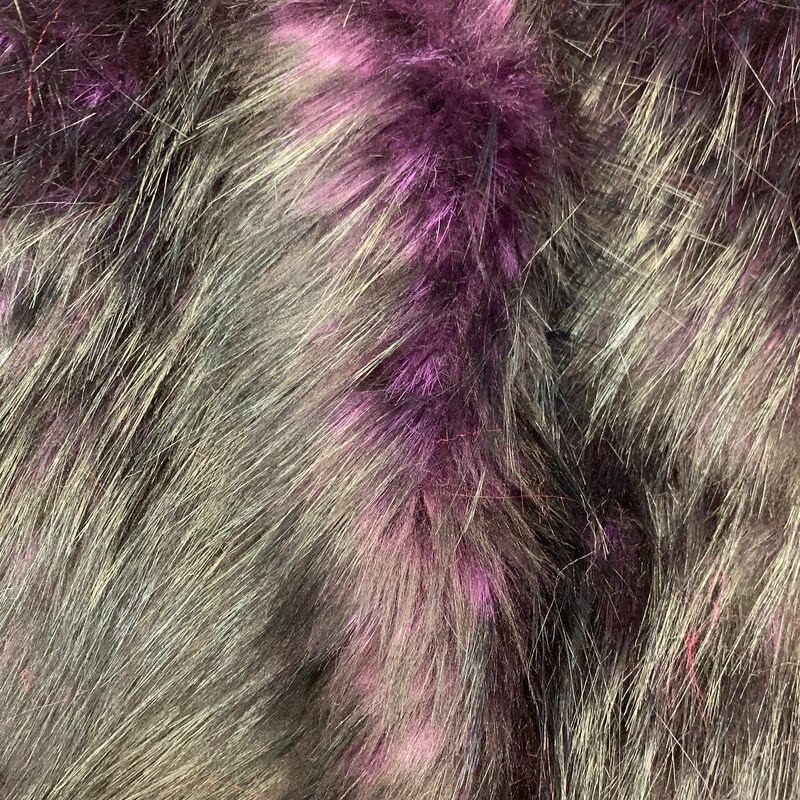 Husky Faux Fur Fabric By The Yard_ Shaggy Long Pile Fake Fur Material/ 2 TONE Fur Plum/Black main image 0