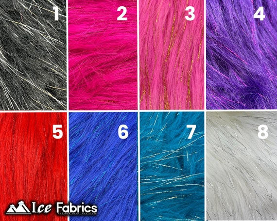  Faux Fur Fabric Long Pile Sparkling Tinsel RED / 58 Wide/Sold  by The Yard : Arts, Crafts & Sewing