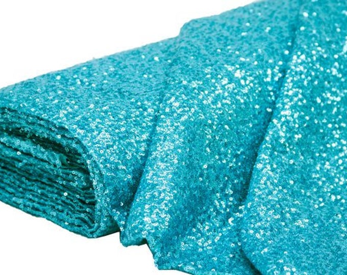 Fabulous Turquoise Spangle/Glitz Sequins 55" Sold by Yard decorations wedding prom dress tablecloths runners skirts night gowns
