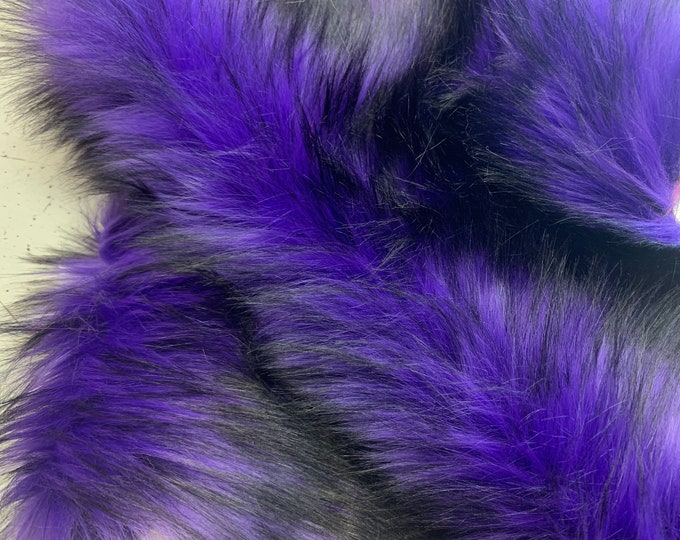 New ( Purple ) Husky Faux Fur Fabric By The Yard_ Shaggy Long Pile Fake Fur Material/ 2 TONE Fur / 60 Inches Width/ For Blanket, Jacket,