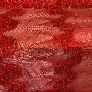 Dangle Design/ Red Geometric/ Embroidered Sequins Fabric By The Yard/ Sequins Dangle ON Stretch Tulle Mesh/ For Night Gowns/ Dresses/