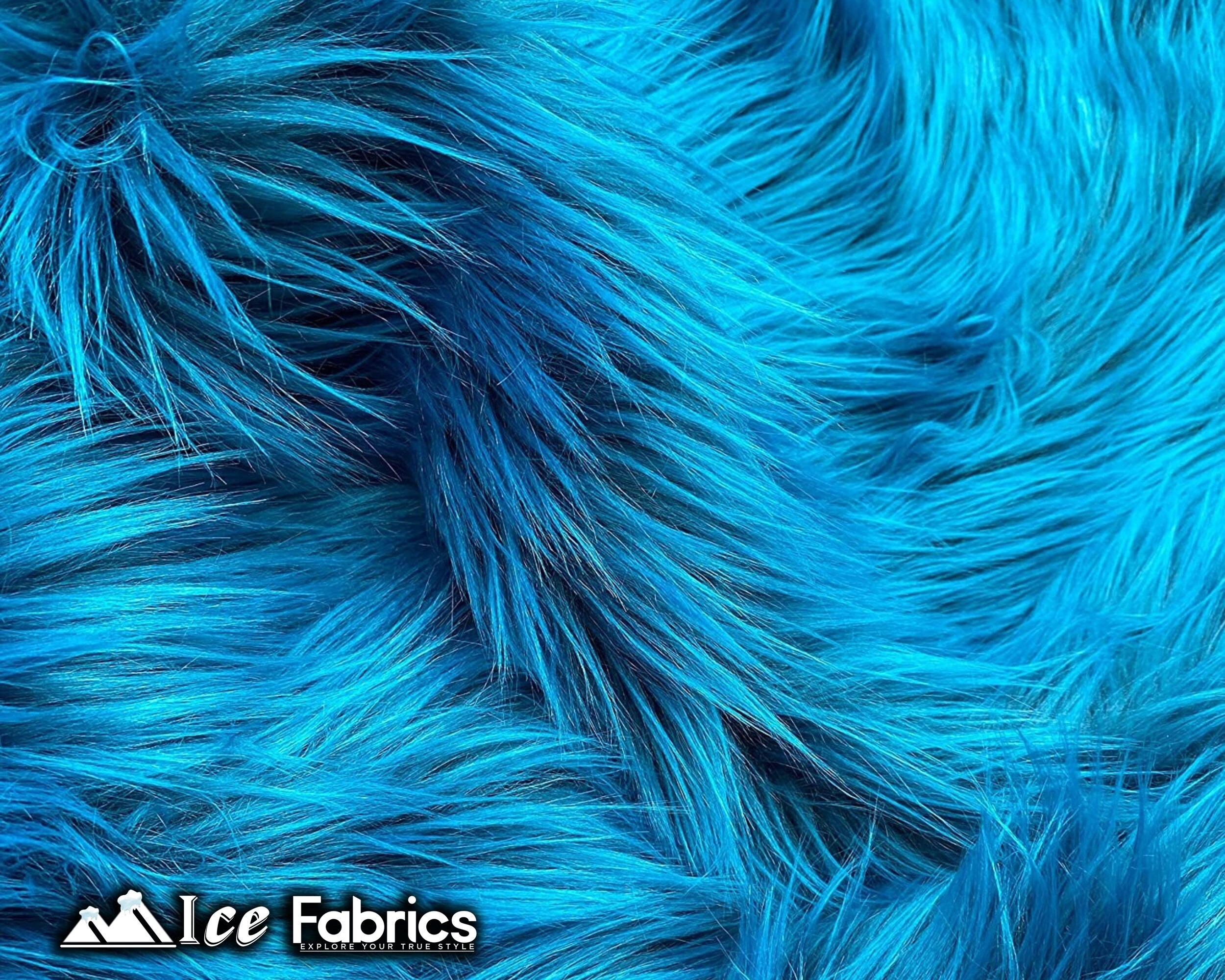 Teal Faux Fur Fabric Long Pile Mongolian by The Yard