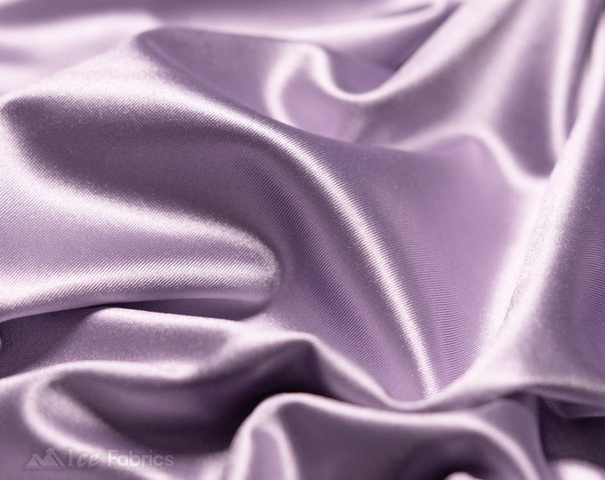 Lavender 4 way stretch Silky Spandex Satin Fabric By The Yard | Shiny Satin Fabric | 60” Wide | Thick and Heavy Satin Spandex