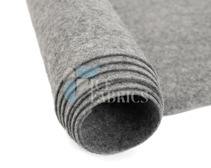 Heather Grey Acrylic Felt Fabric By The Yard | Crafts Fabric | 72” Inches Wide | Thick Acrylic Felt Fabric